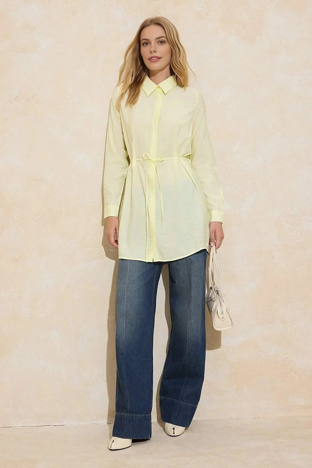 Soft Fabric Woven Shirt with Belt Detail