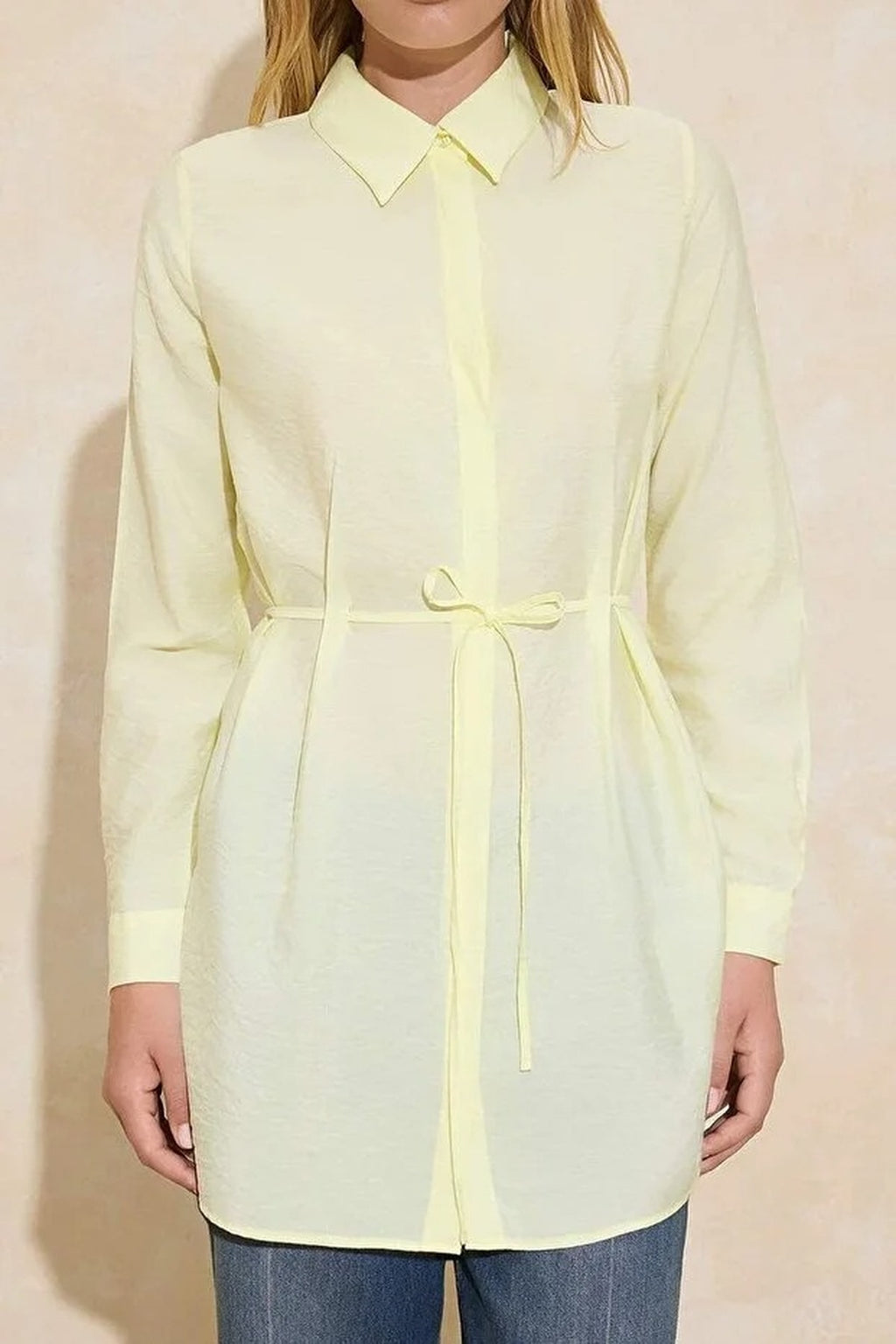 Soft Fabric Woven Shirt with Belt Detail