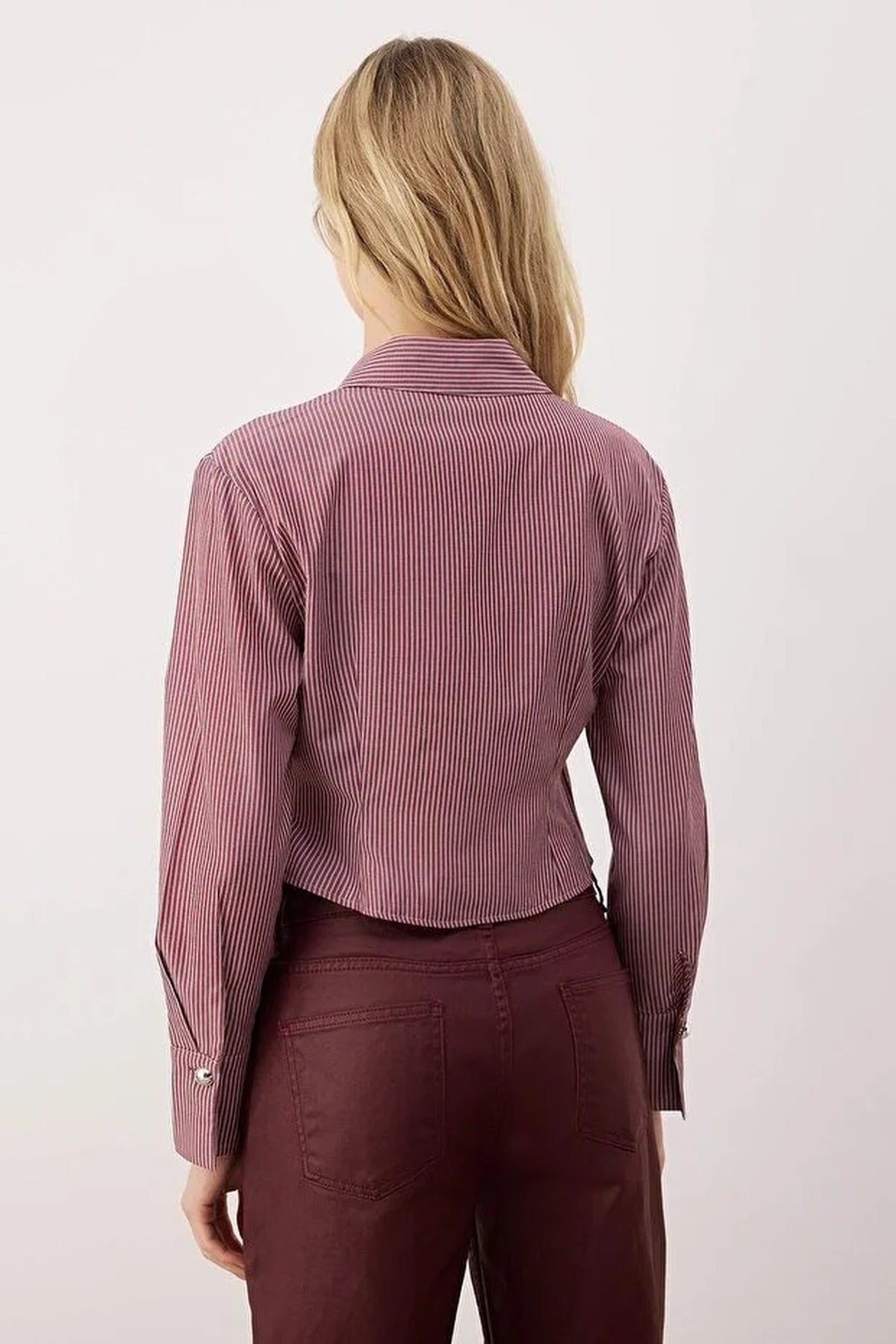 Striped Shirt with Silver Button Detail