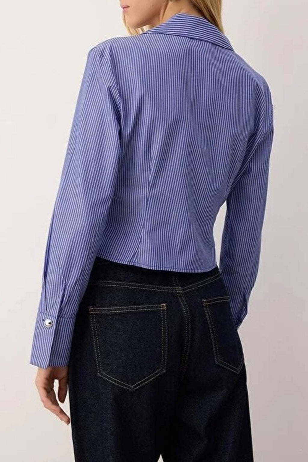 Striped Shirt with Silver Button Detail