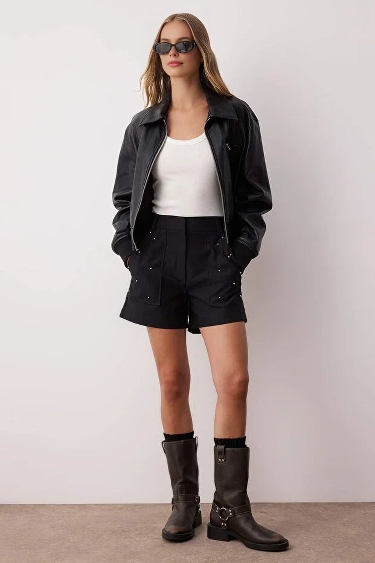 Cotton City Boy Shorts with Stone Detail