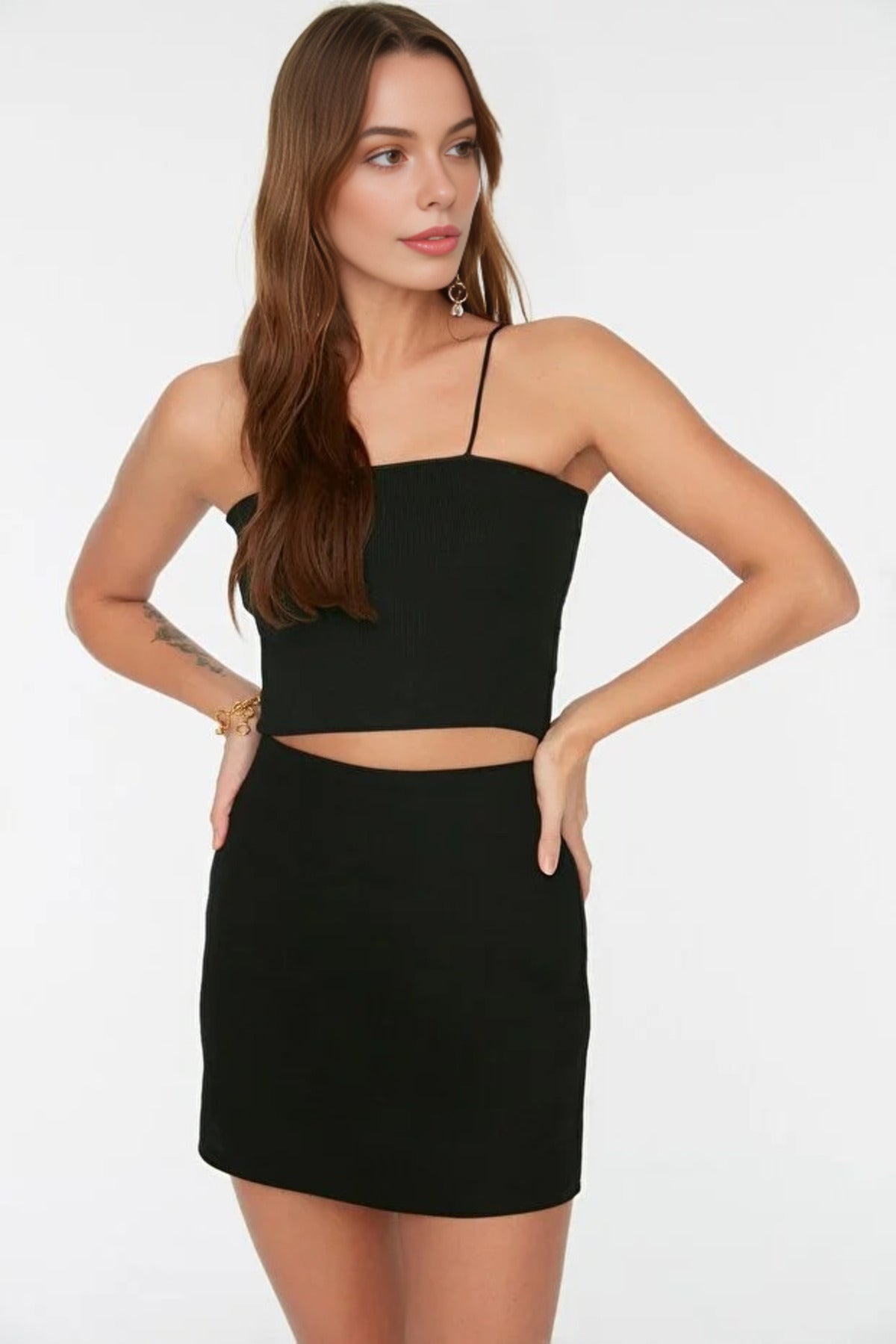 High Waist A-line Mini Woven Skirt