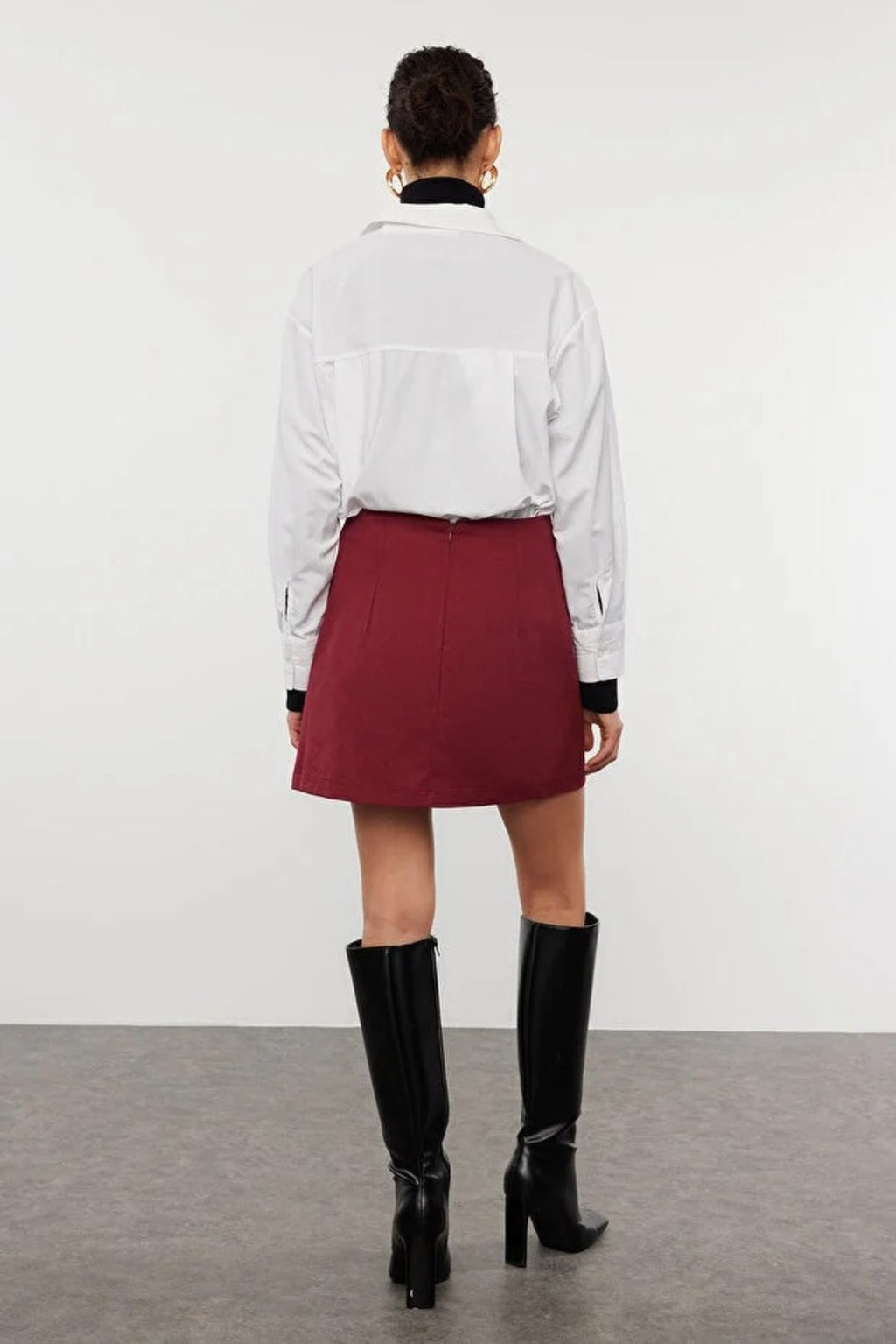 High Waist A-line Mini Woven Skirt