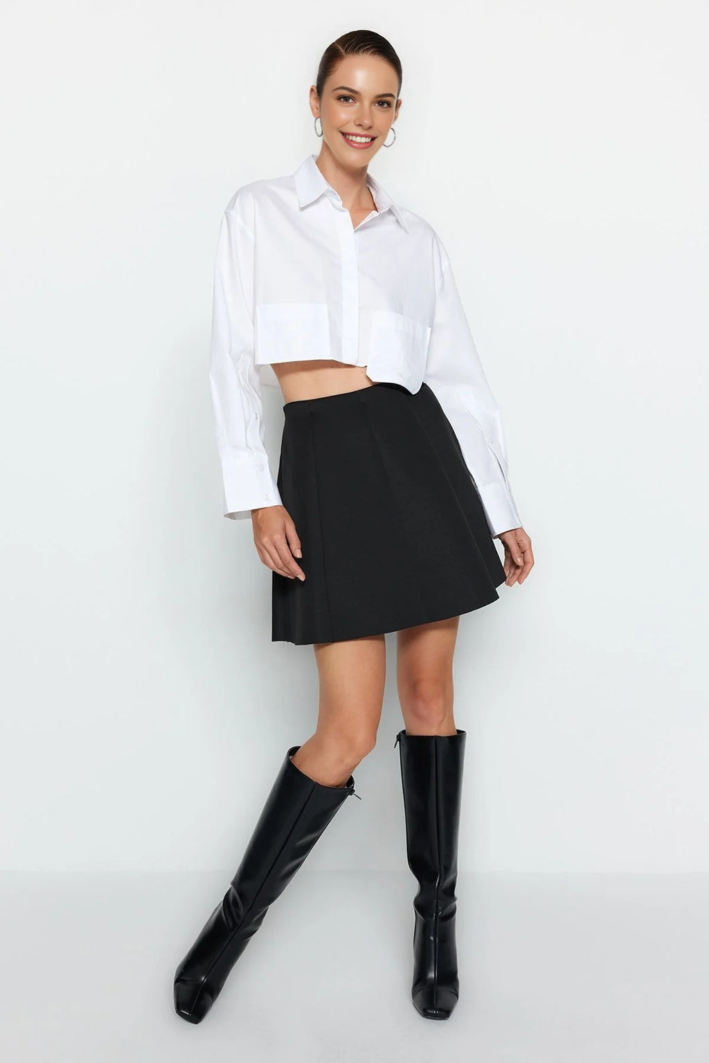 Skater Mini Flounce Knit Skirt