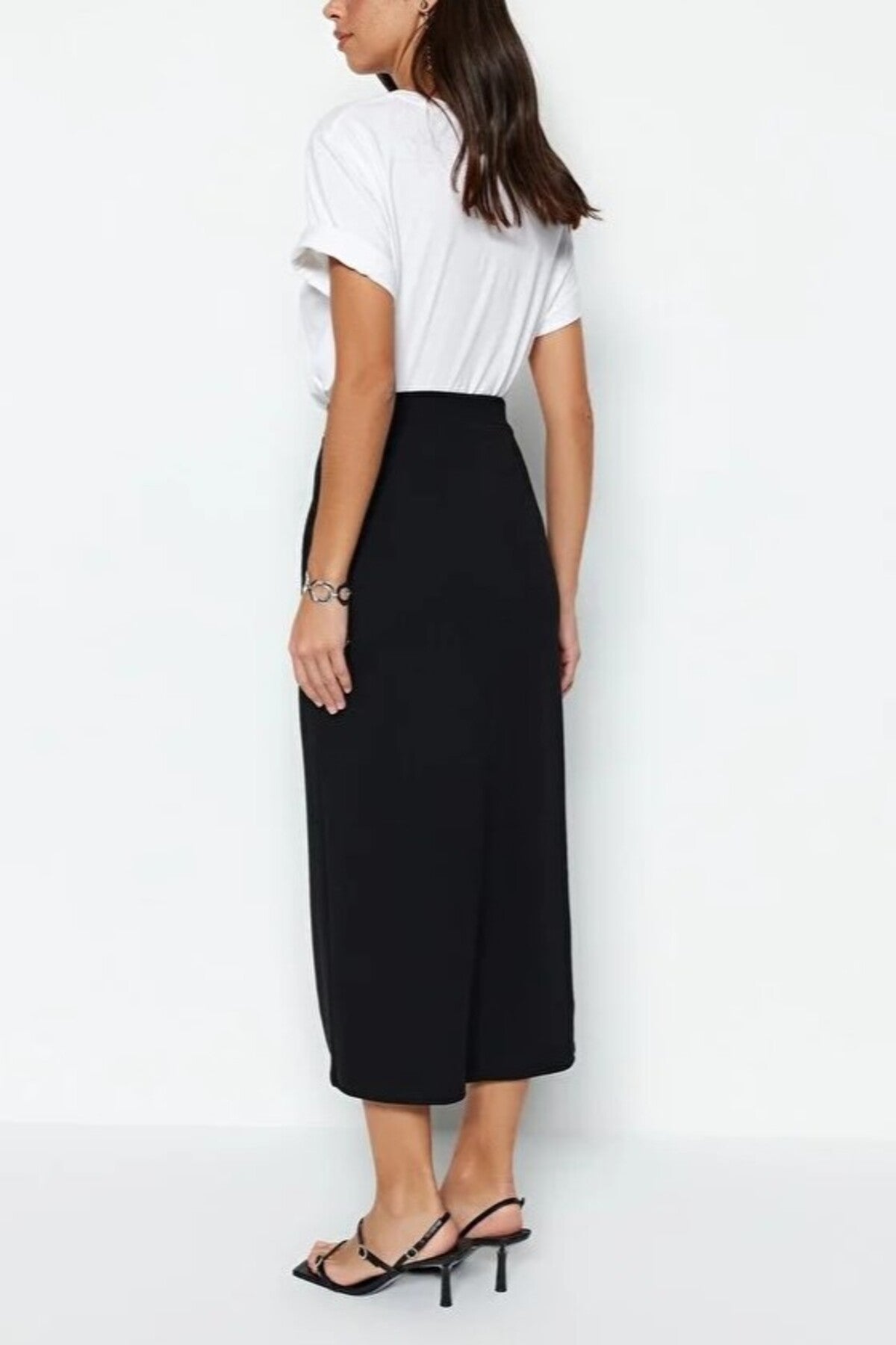 Maxi High Waist Knit Skirt with Slit Detail