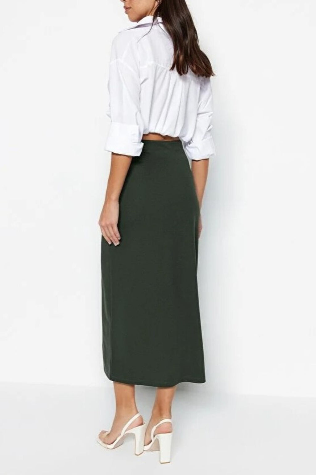 Maxi High Waist Knit Skirt with Slit Detail