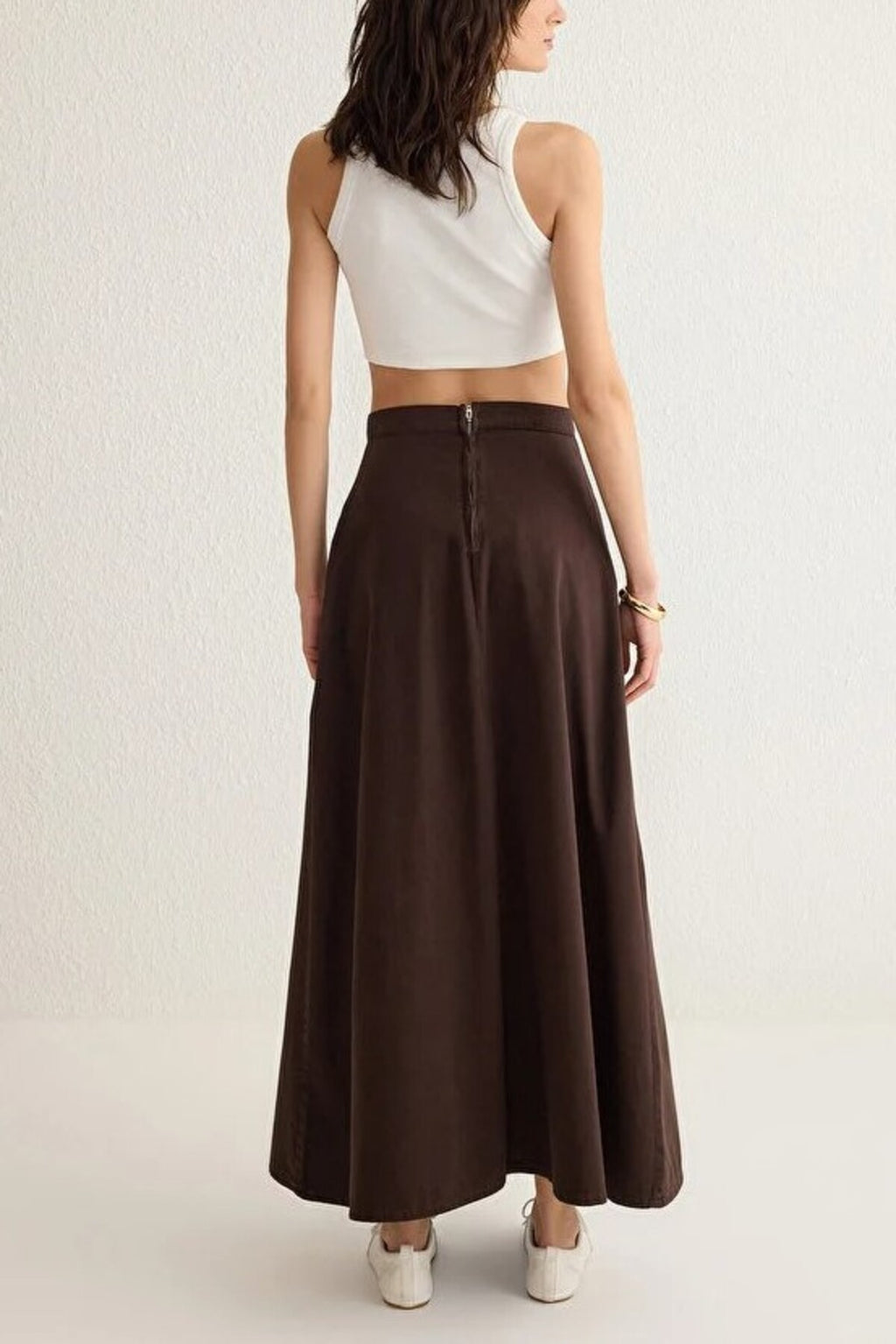 Flounced Maxi Denim Skirt