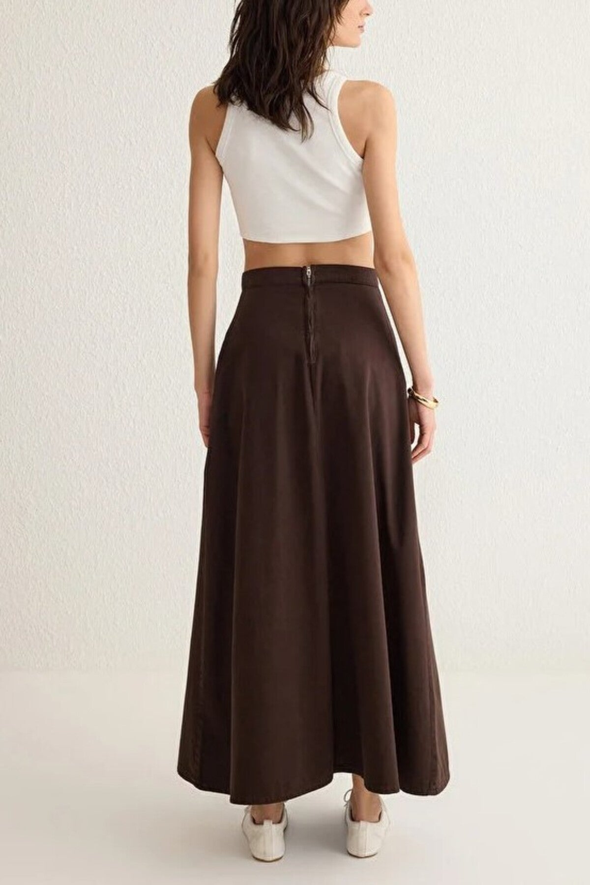 Flounced Maxi Denim Skirt