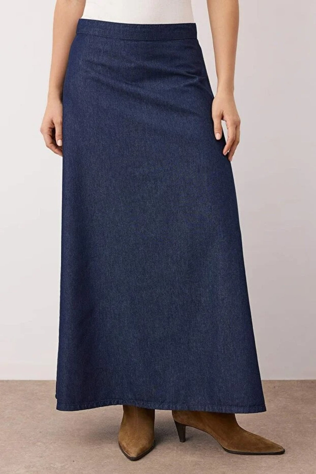 Flounced Maxi Denim Skirt
