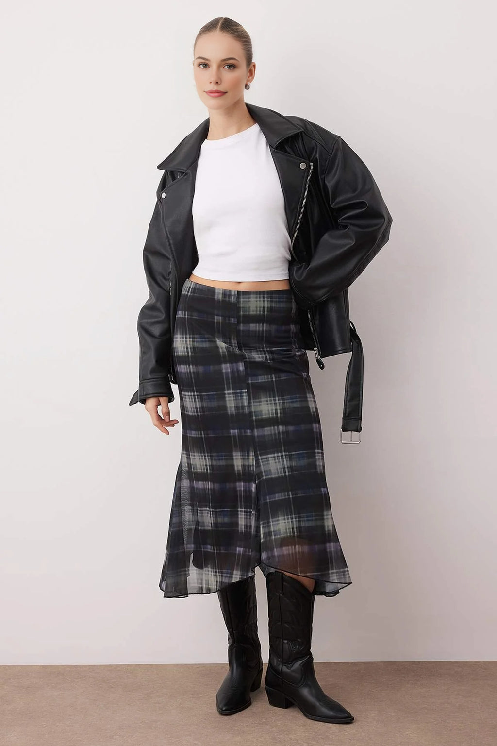 Tulle Stretch Knit Skirt