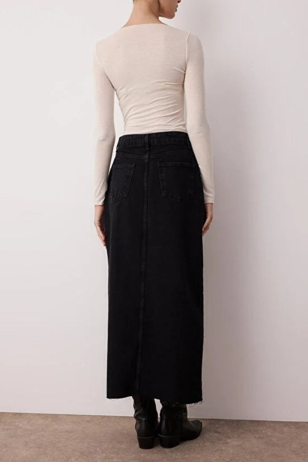 Slit Maxi Denim Skirt