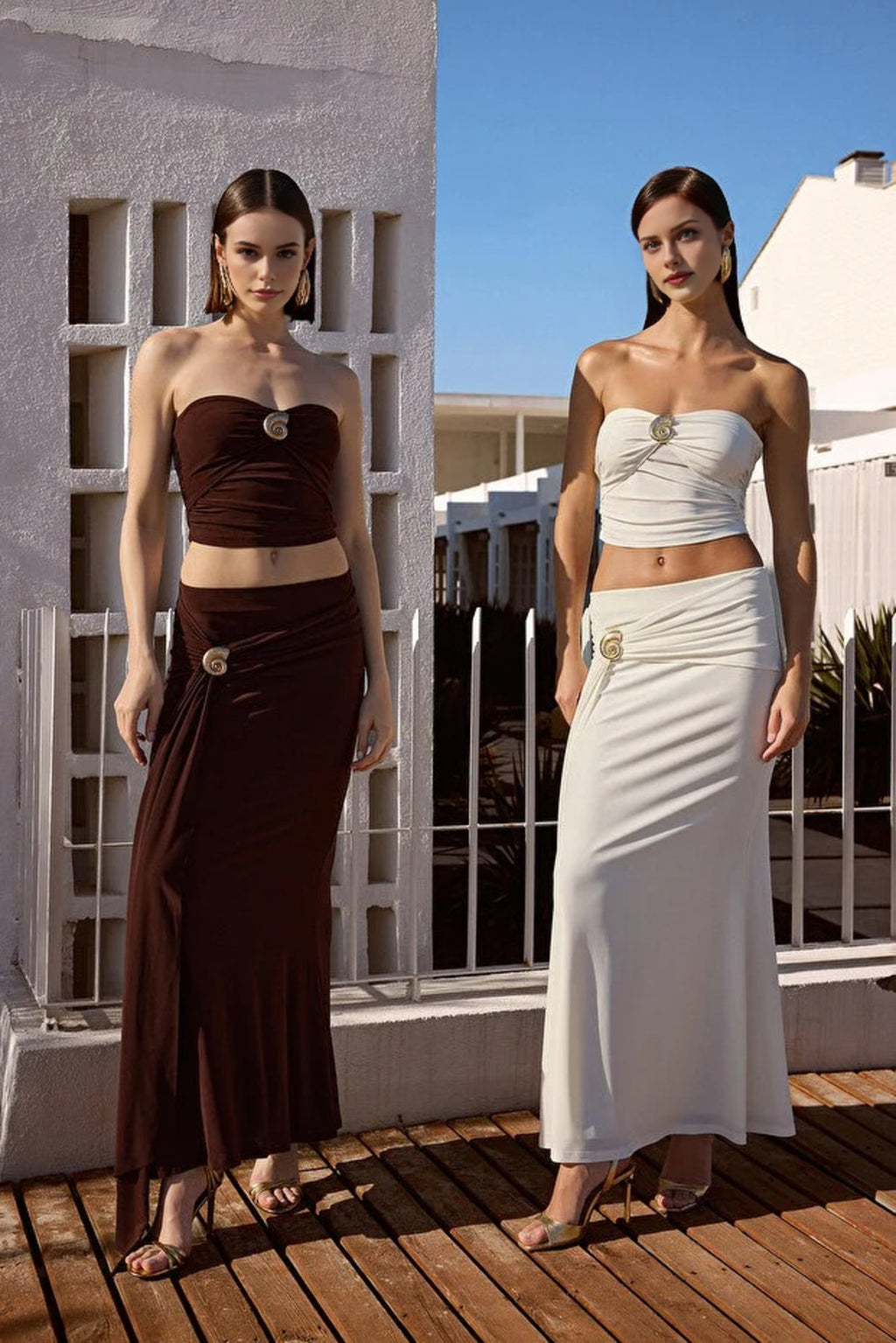 Knit Long Skirt with Accessory Detail