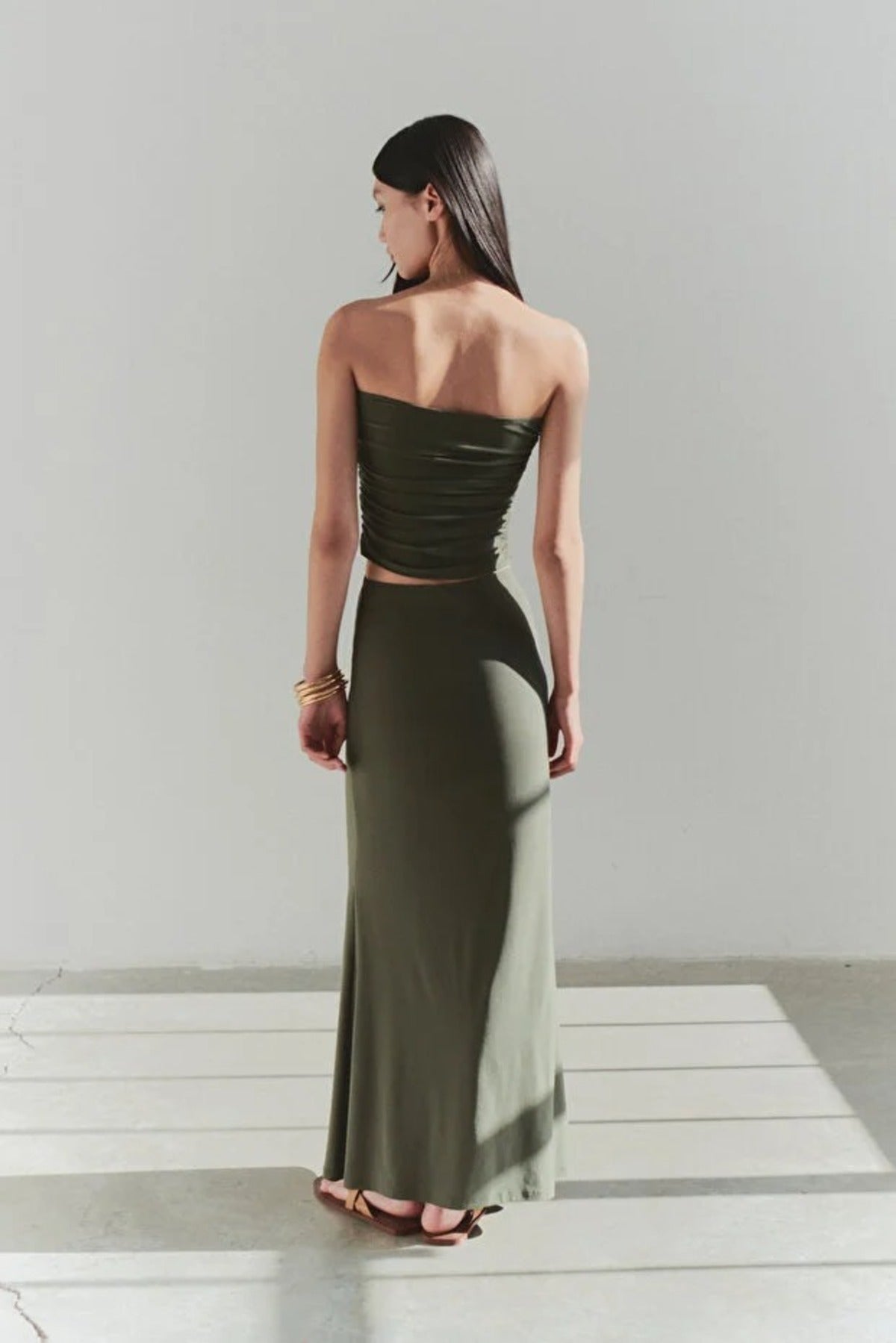 Knit Long Skirt with Accessory Detail