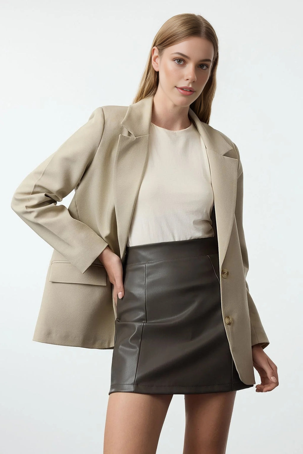 Faux Leather High Waist Mini Skirt