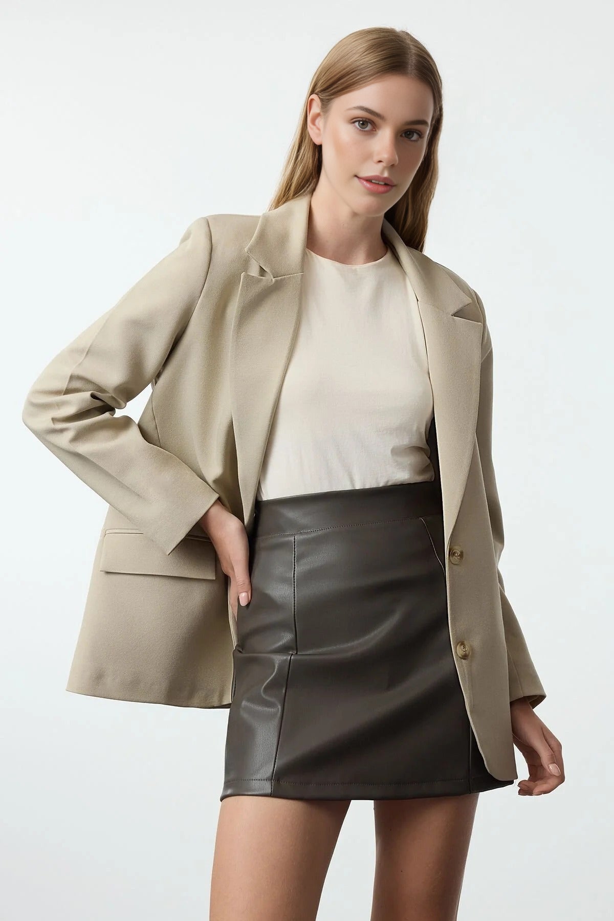 Faux Leather High Waist Mini Skirt