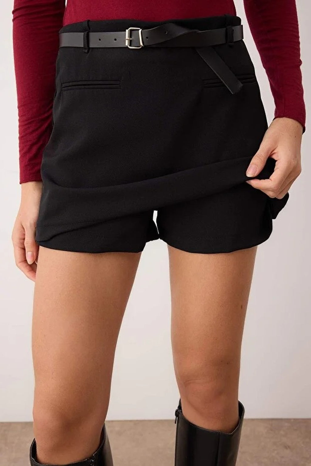 Belted Mini Short Skirt