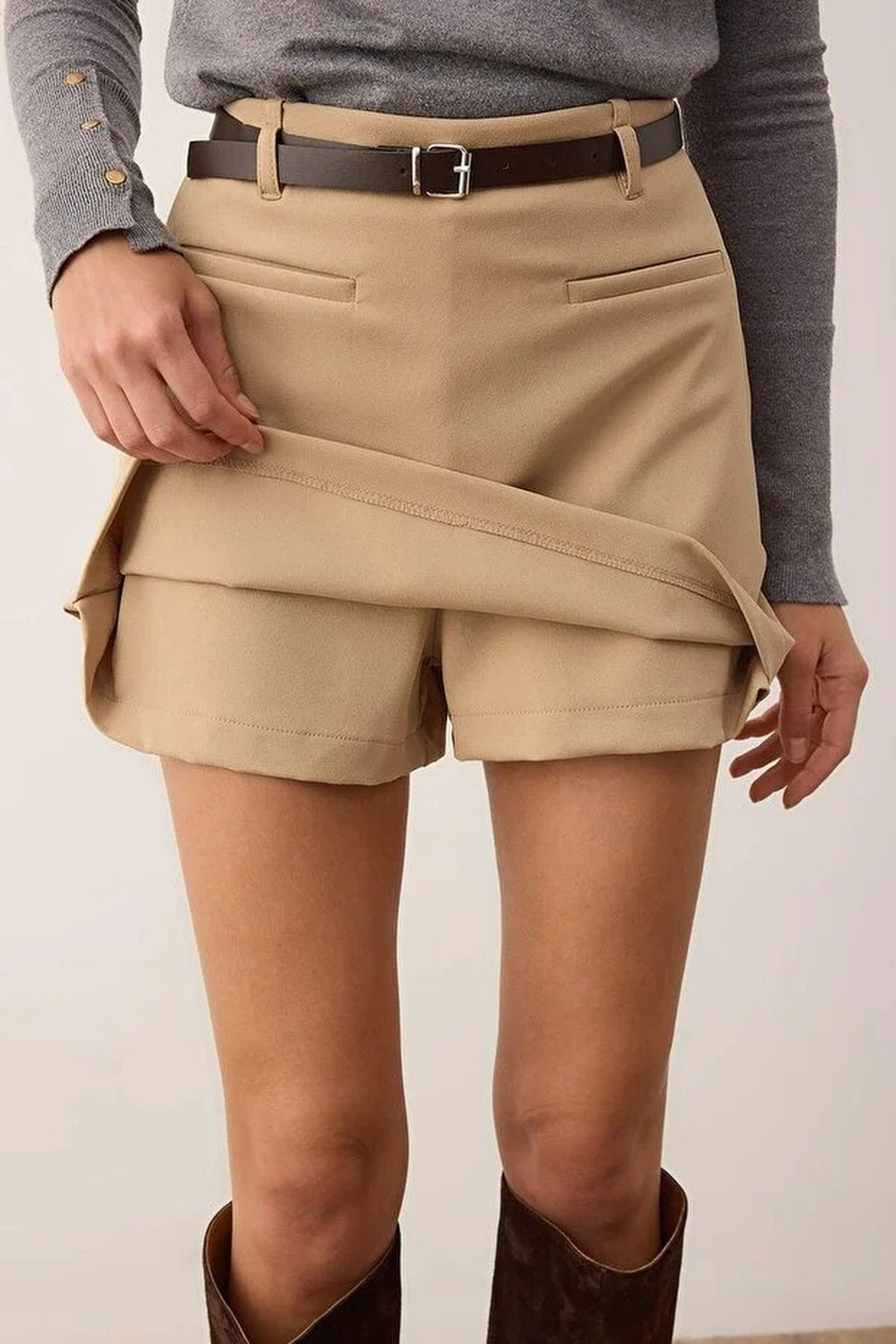 Belted Mini Short Skirt