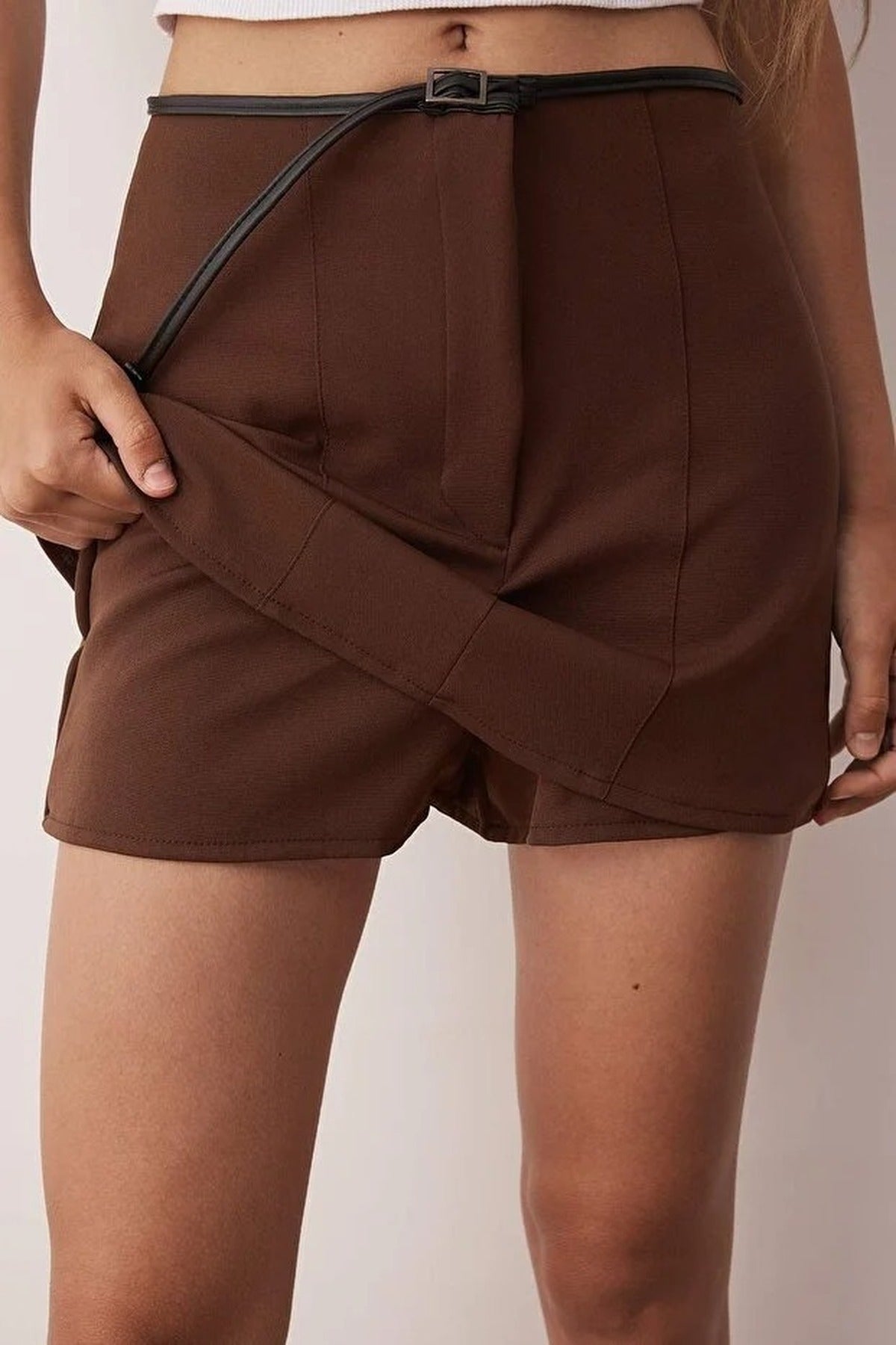Belted Mini Short Skirt