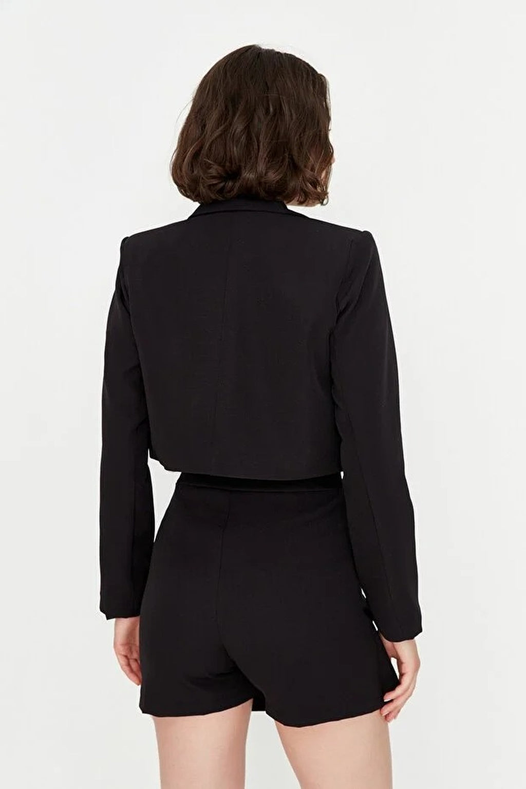 Double-Breasted Woven Short Skirt