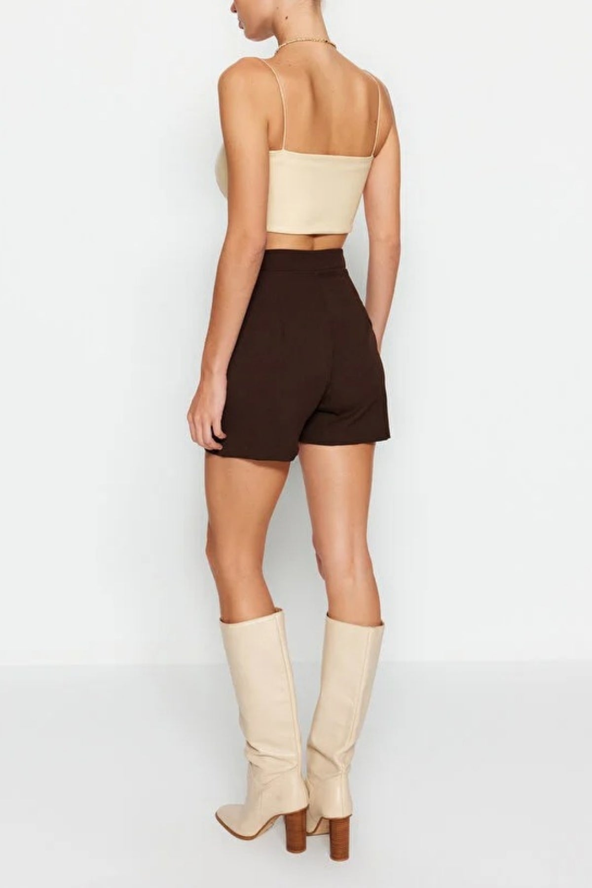 Double-Breasted Woven Short Skirt