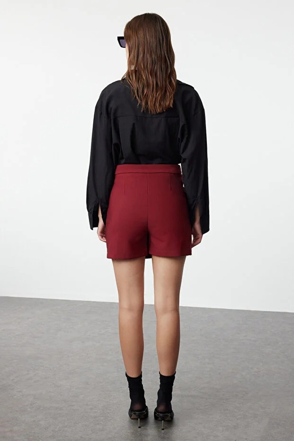 Double-Breasted Woven Short Skirt
