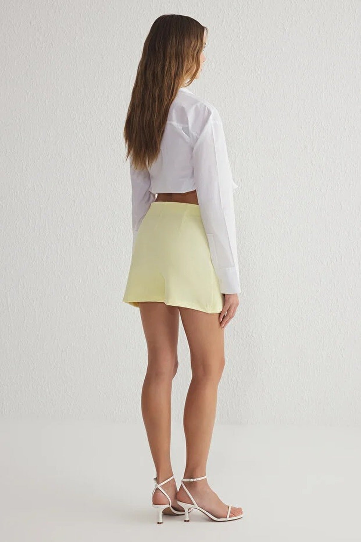 Woven Short Skirt with Tie and Eyelet Detail