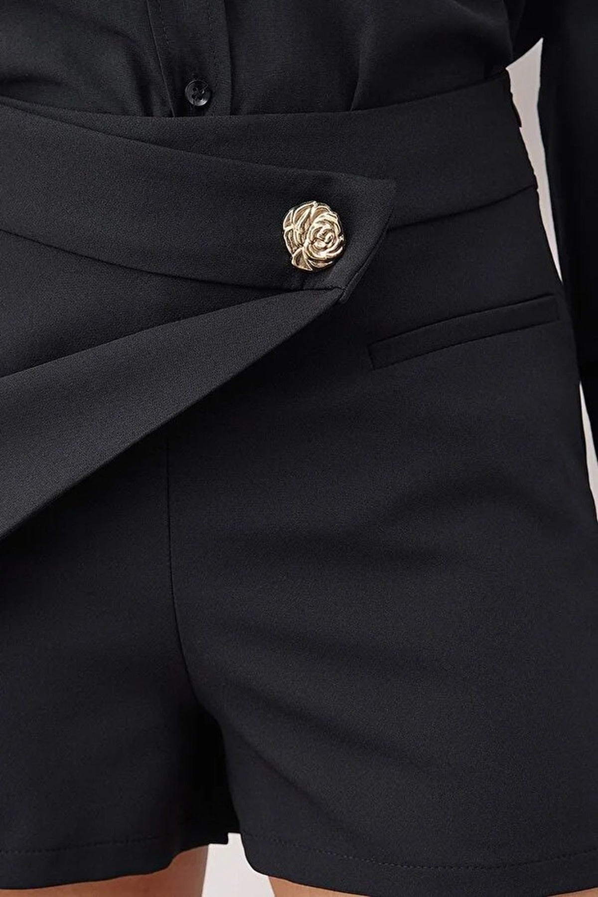 Mini Short Skirt with Button Detail