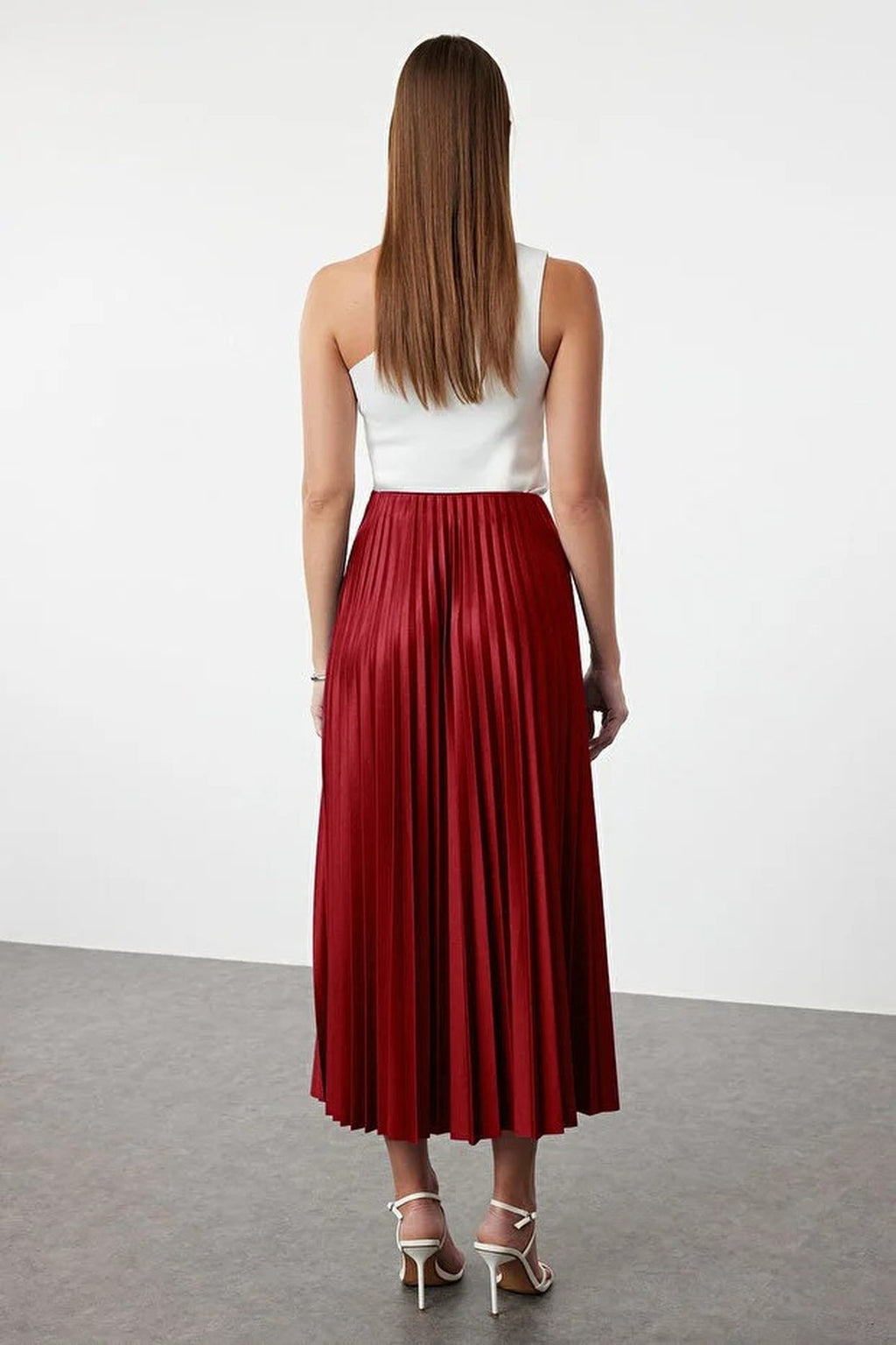 Pleated Maxi Stretch Knit Skirt