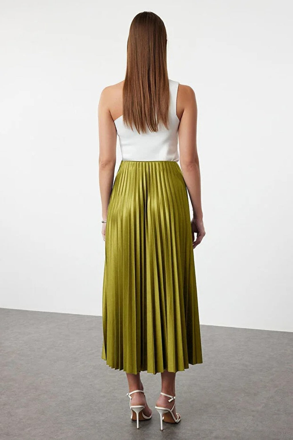 Pleated Maxi Stretch Knit Skirt