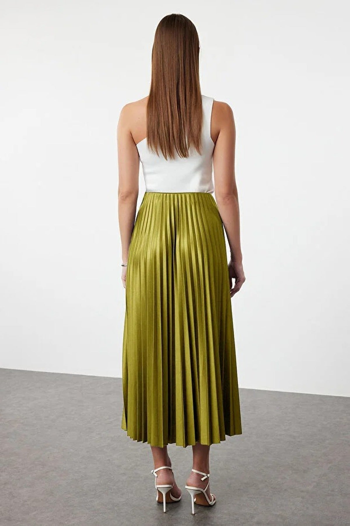 Pleated Maxi Stretch Knit Skirt