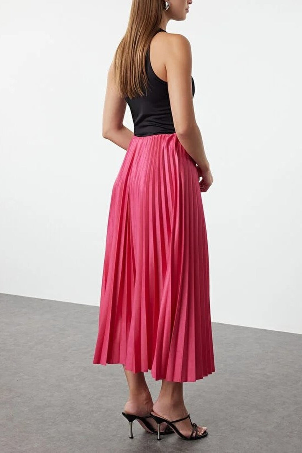 Pleated Maxi Stretch Knit Skirt