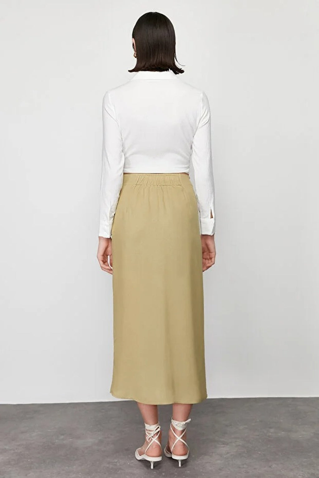 Double Breasted Maxi Length Woven Skirt with Tie Detail