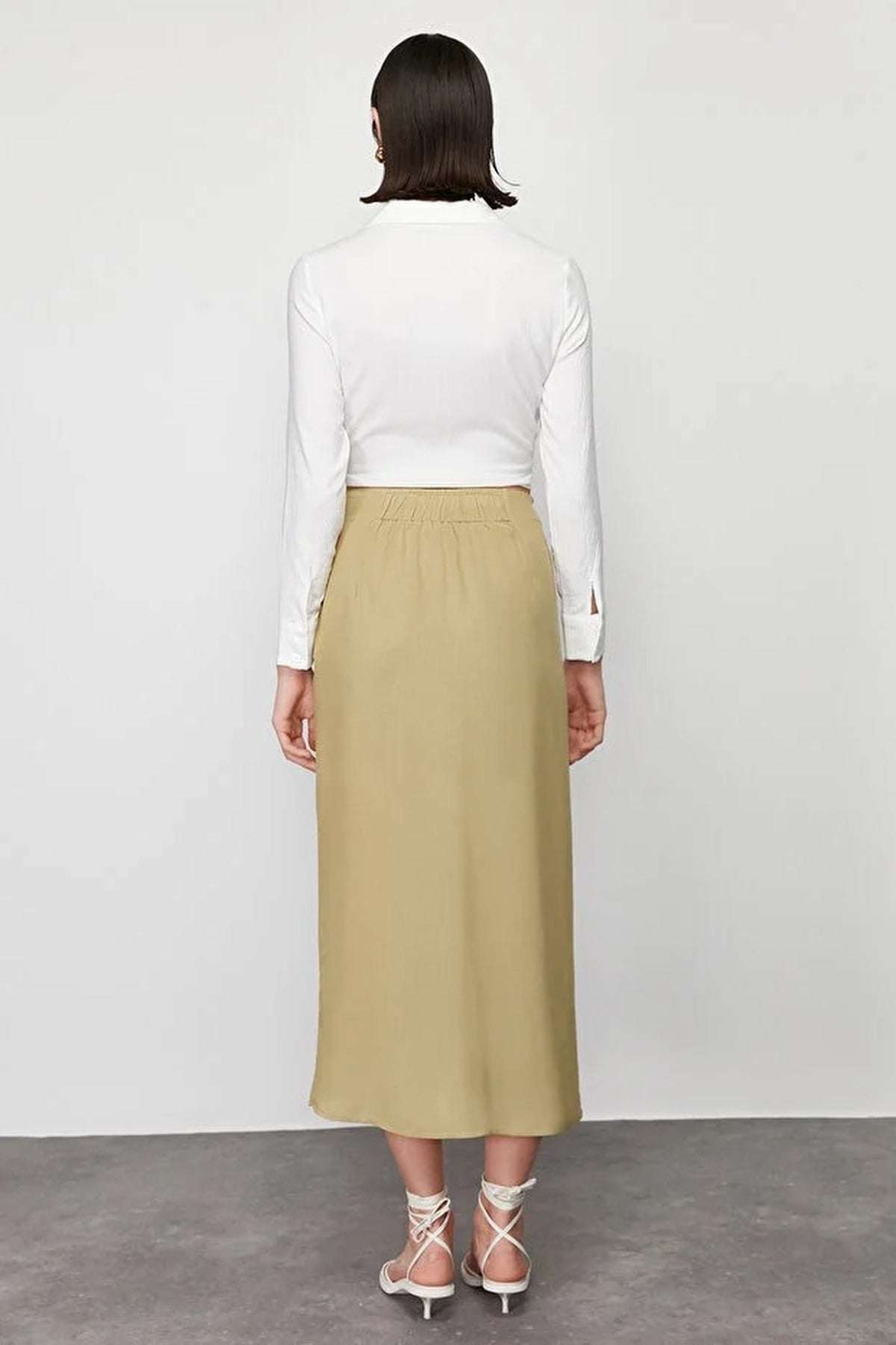 Double Breasted Maxi Length Woven Skirt with Tie Detail