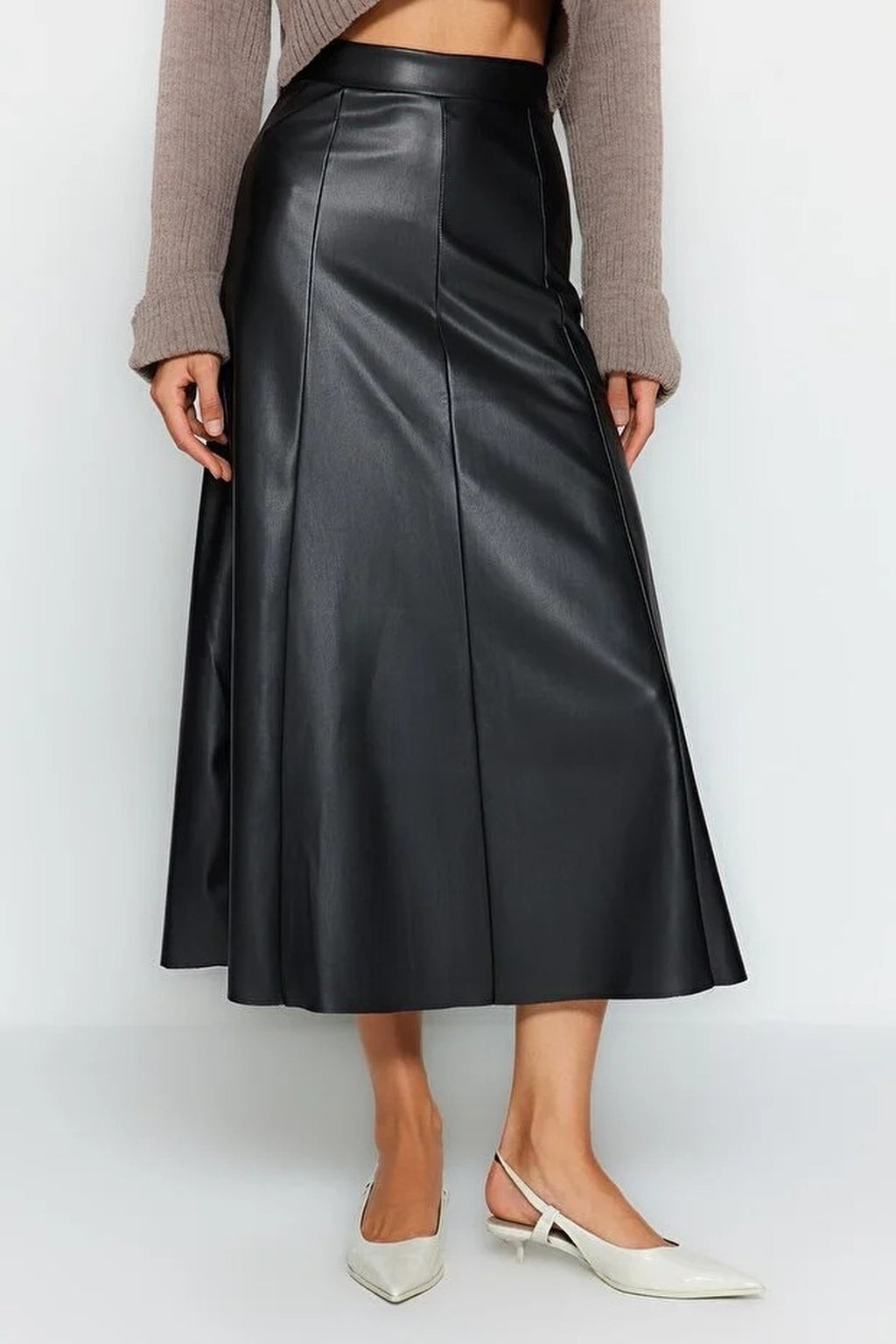 Faux Leather High Waist Maxi Skirt