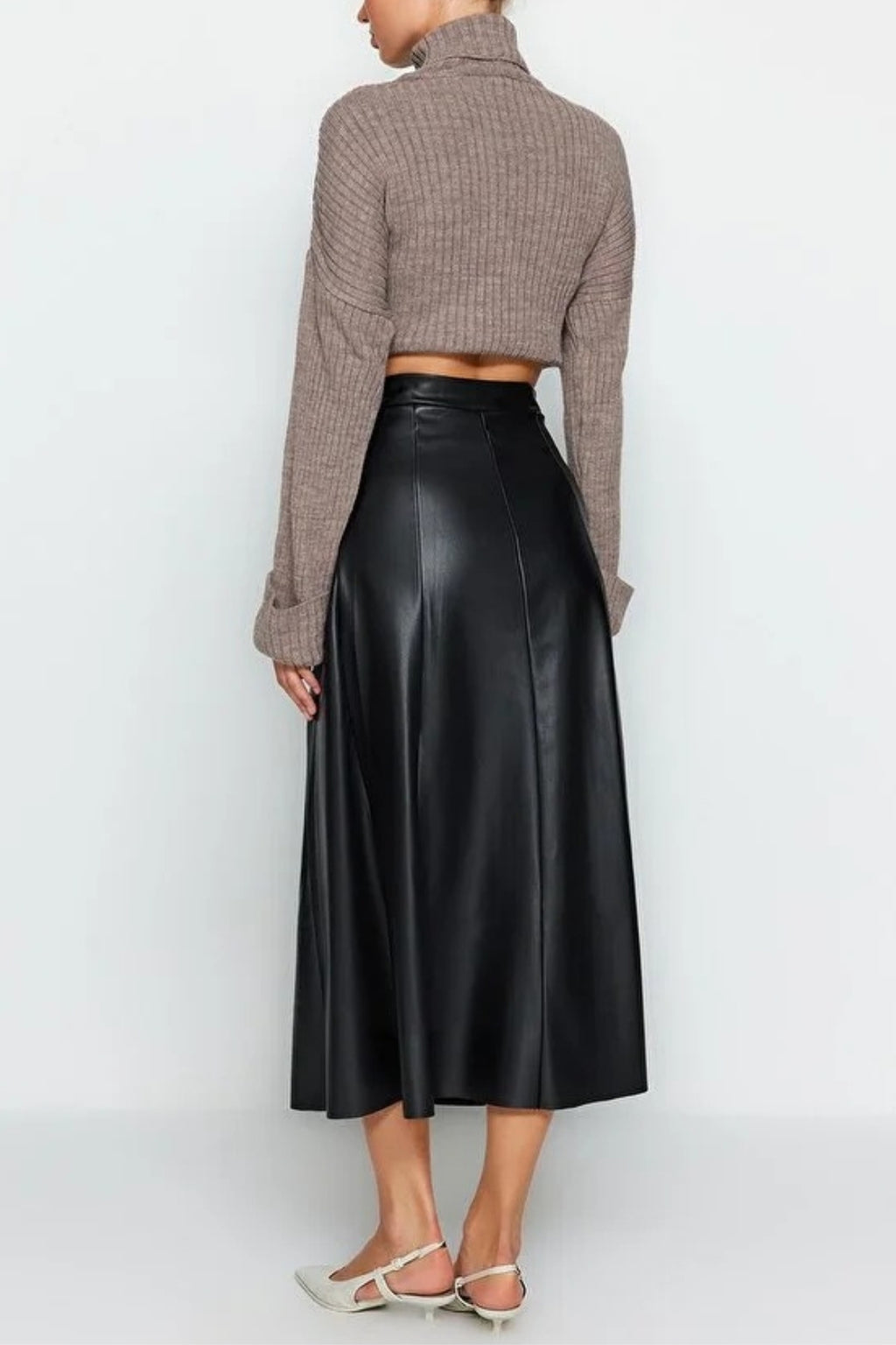 Faux Leather High Waist Maxi Skirt