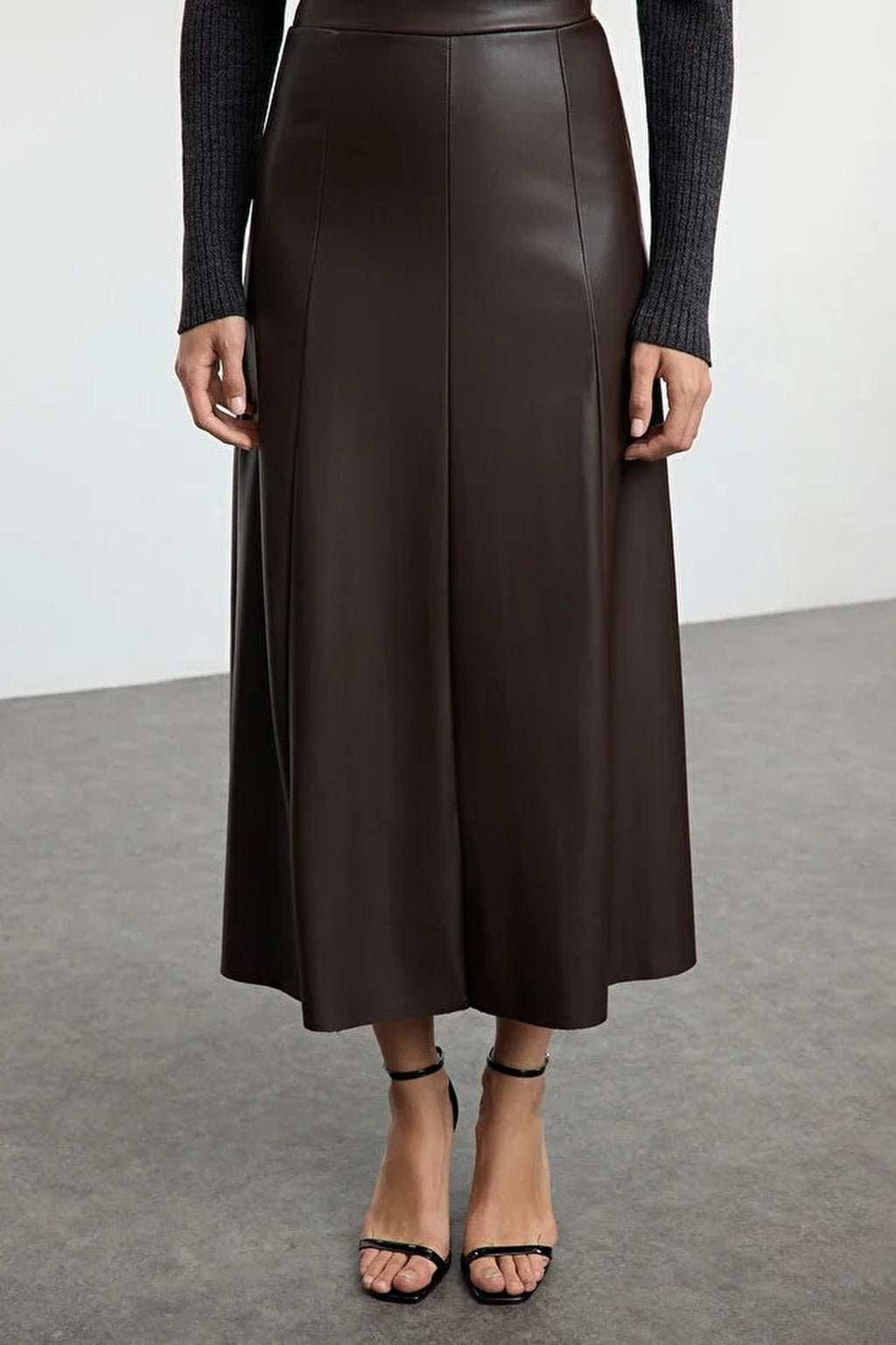 Faux Leather High Waist Maxi Skirt