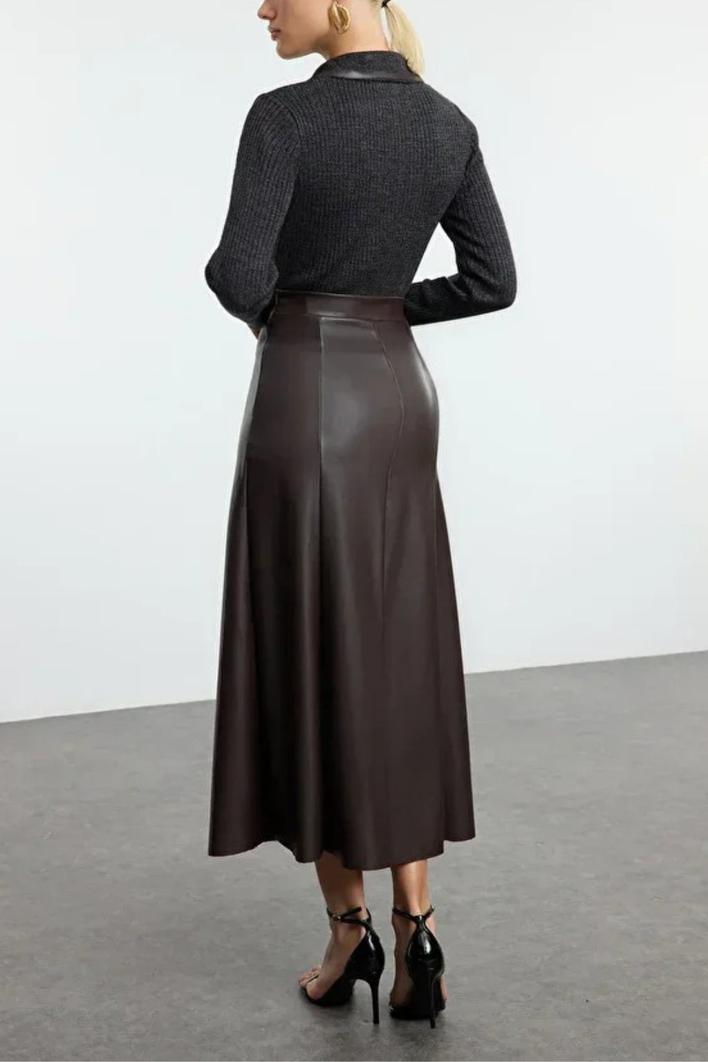 Faux Leather High Waist Maxi Skirt