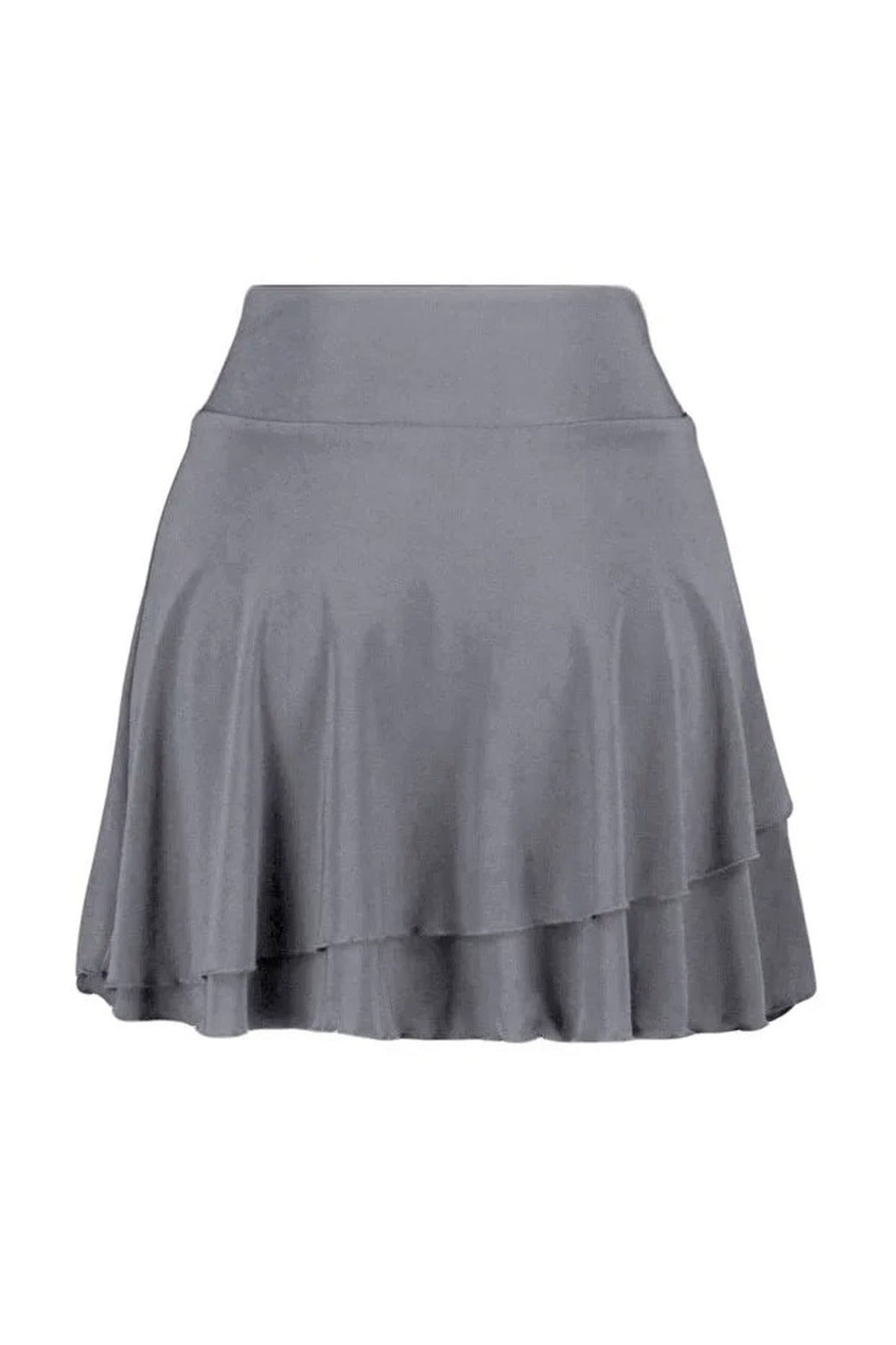 Flounced Mini Stretch Knit Skirt with Ruffle Detail