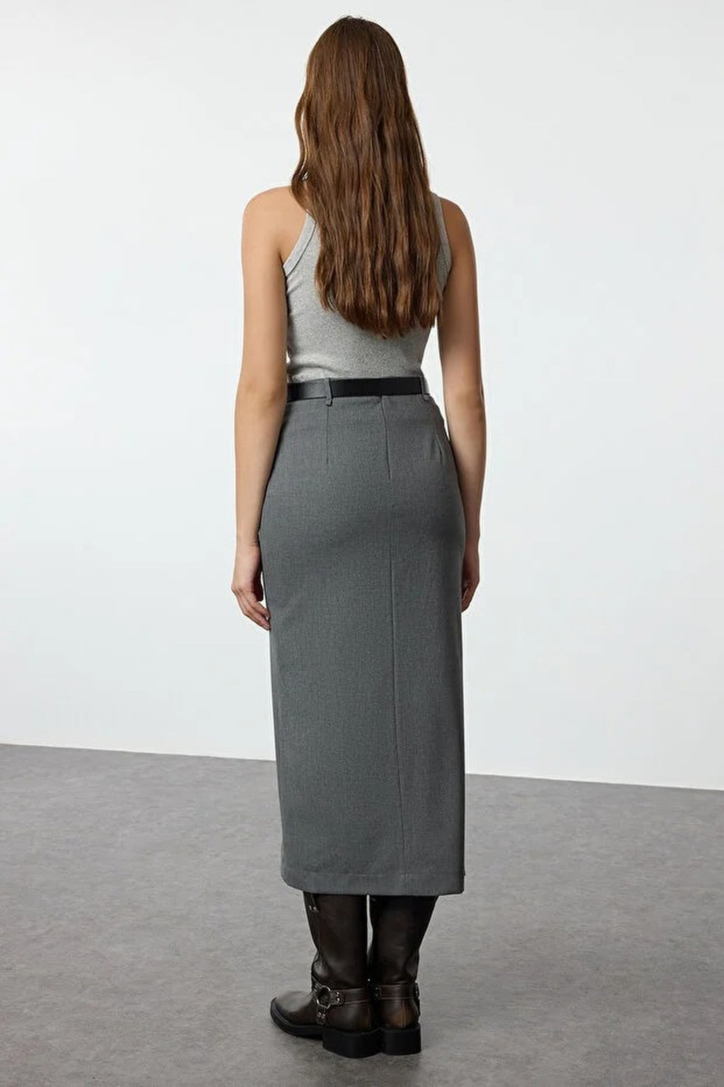 Maxi Woven Skirt with Front Slit Detail