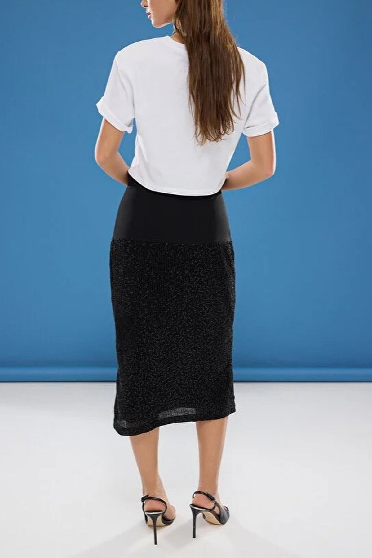 Sequin Detailed Midi Woven Skirt