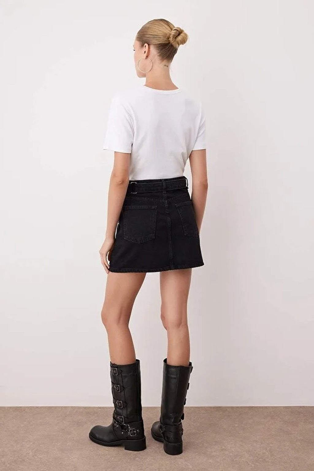 Mini Denim Skirt with Accessory Detail