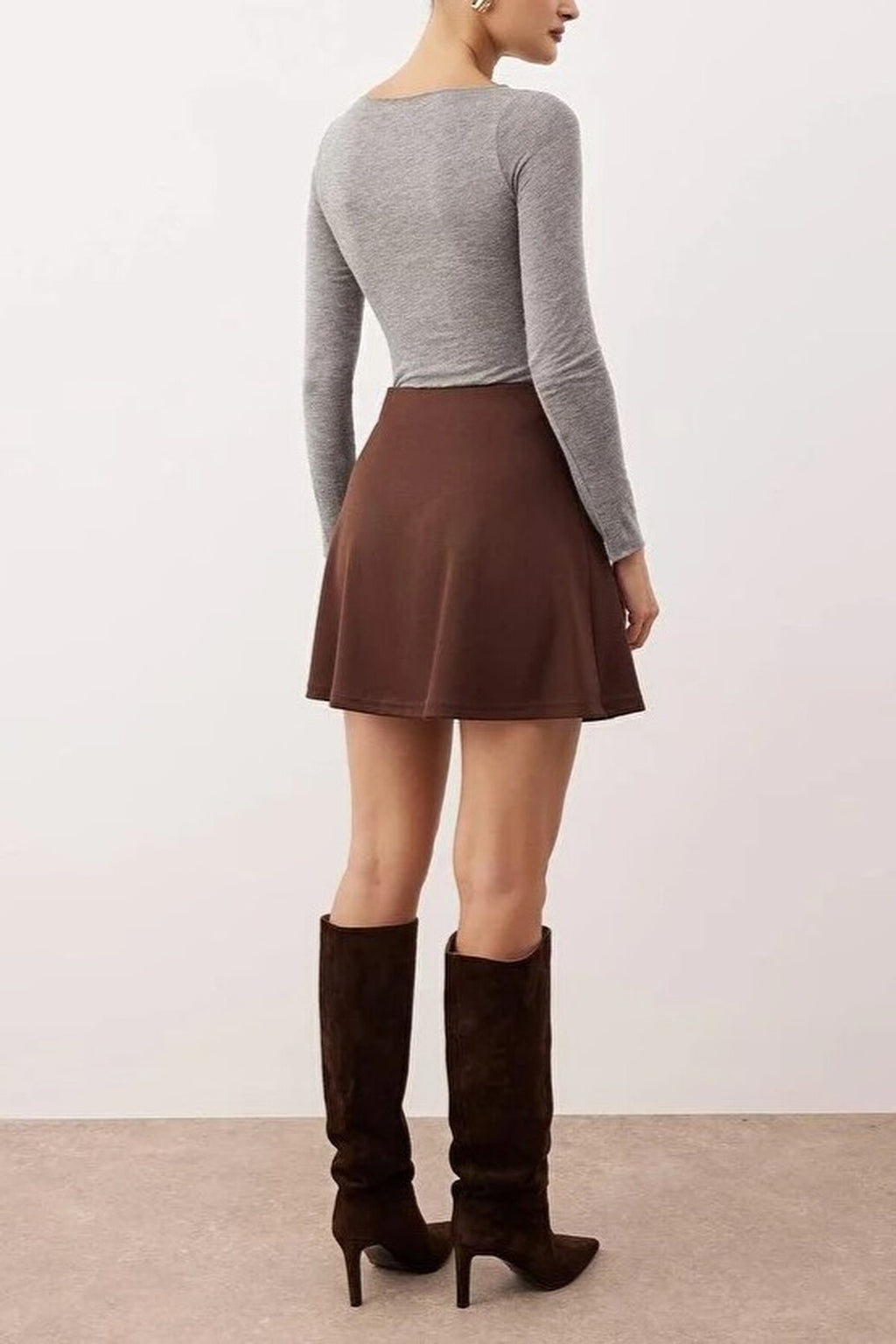 A-line Knit Mini Skirt with Buttons