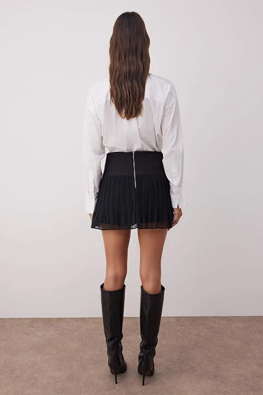 Pleated Lined Woven Mini Chiffon Skirt