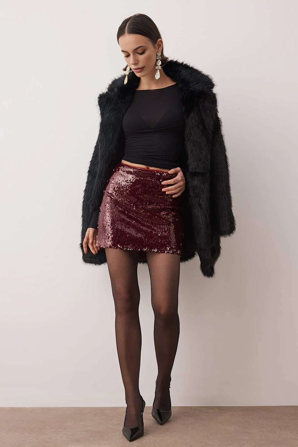 Super Mini Knit Sequin Party Skirt