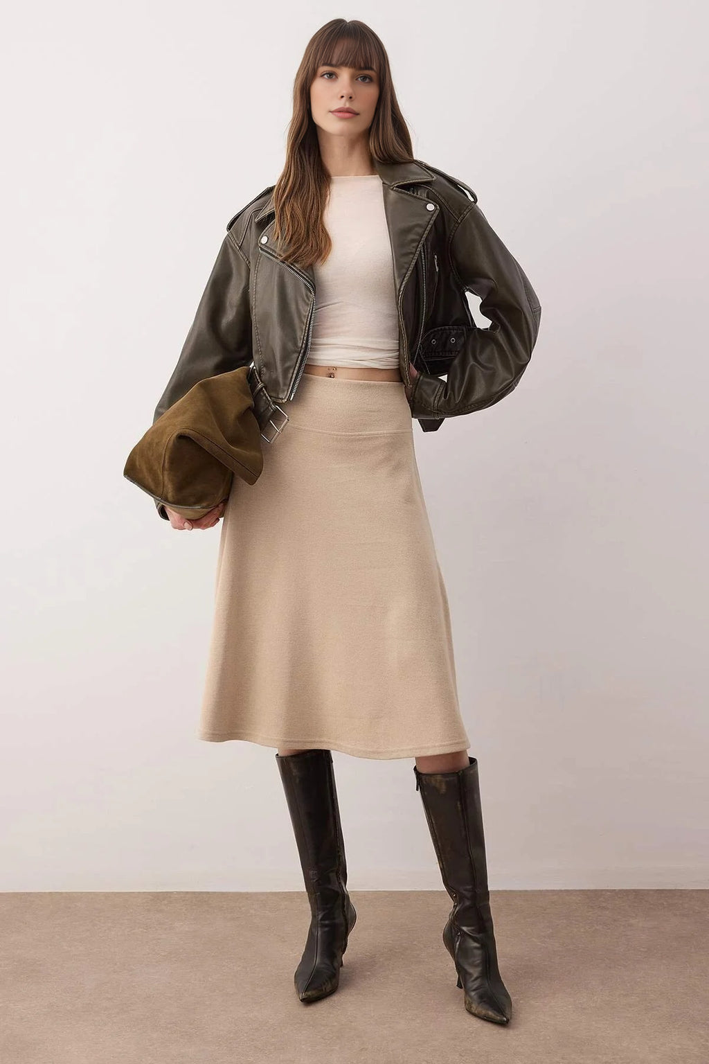 A-line Midi Knit Skirt