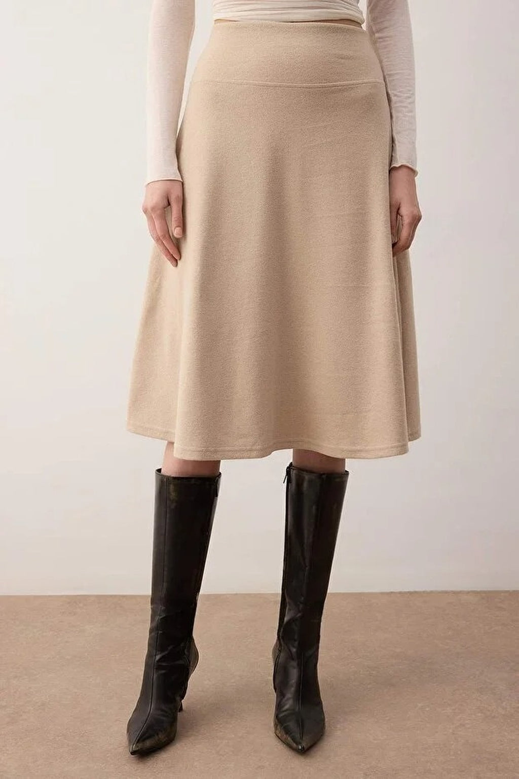A-line Midi Knit Skirt