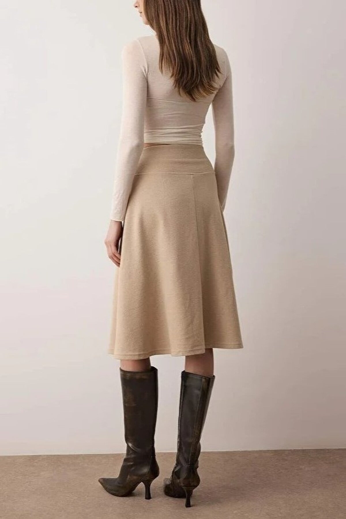 A-line Midi Knit Skirt