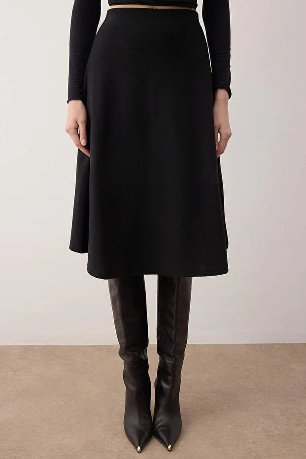 A-line Midi Knit Skirt