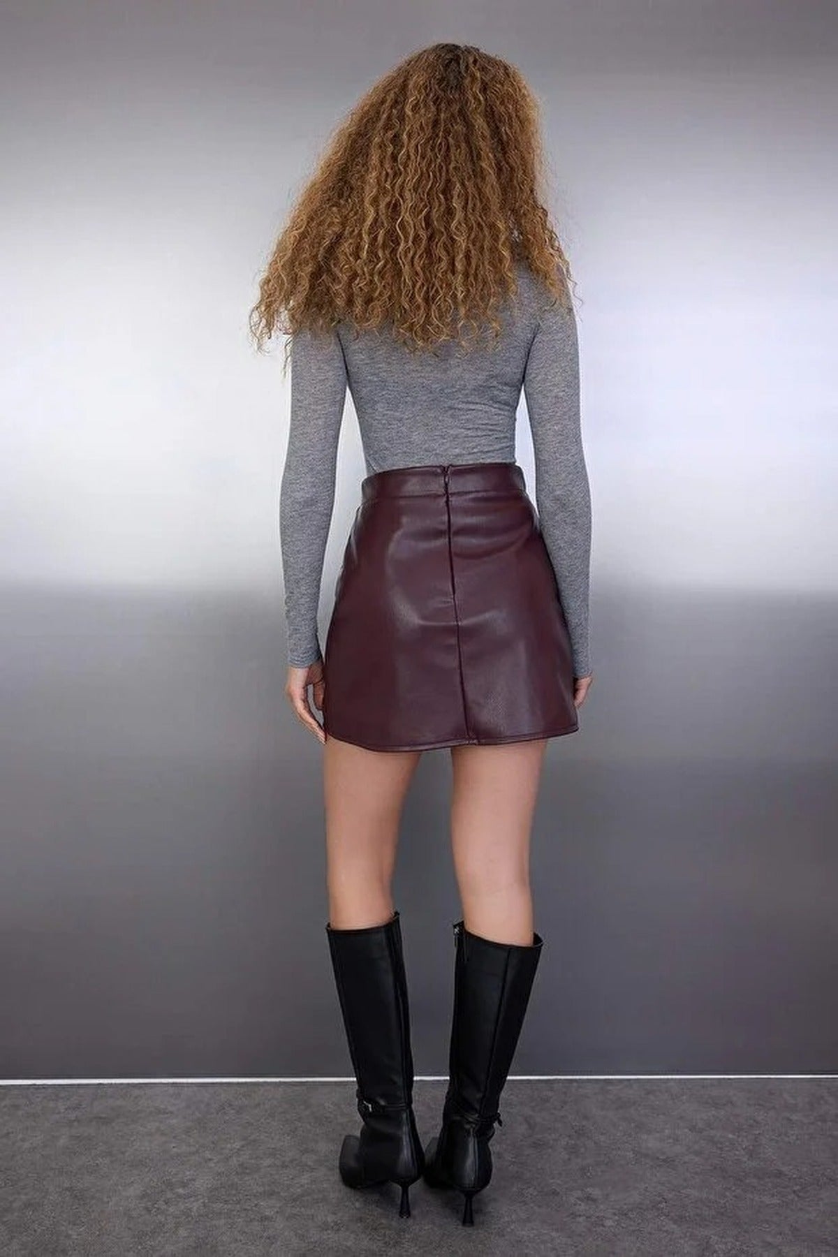 Faux Leather Mini Knit Skirt