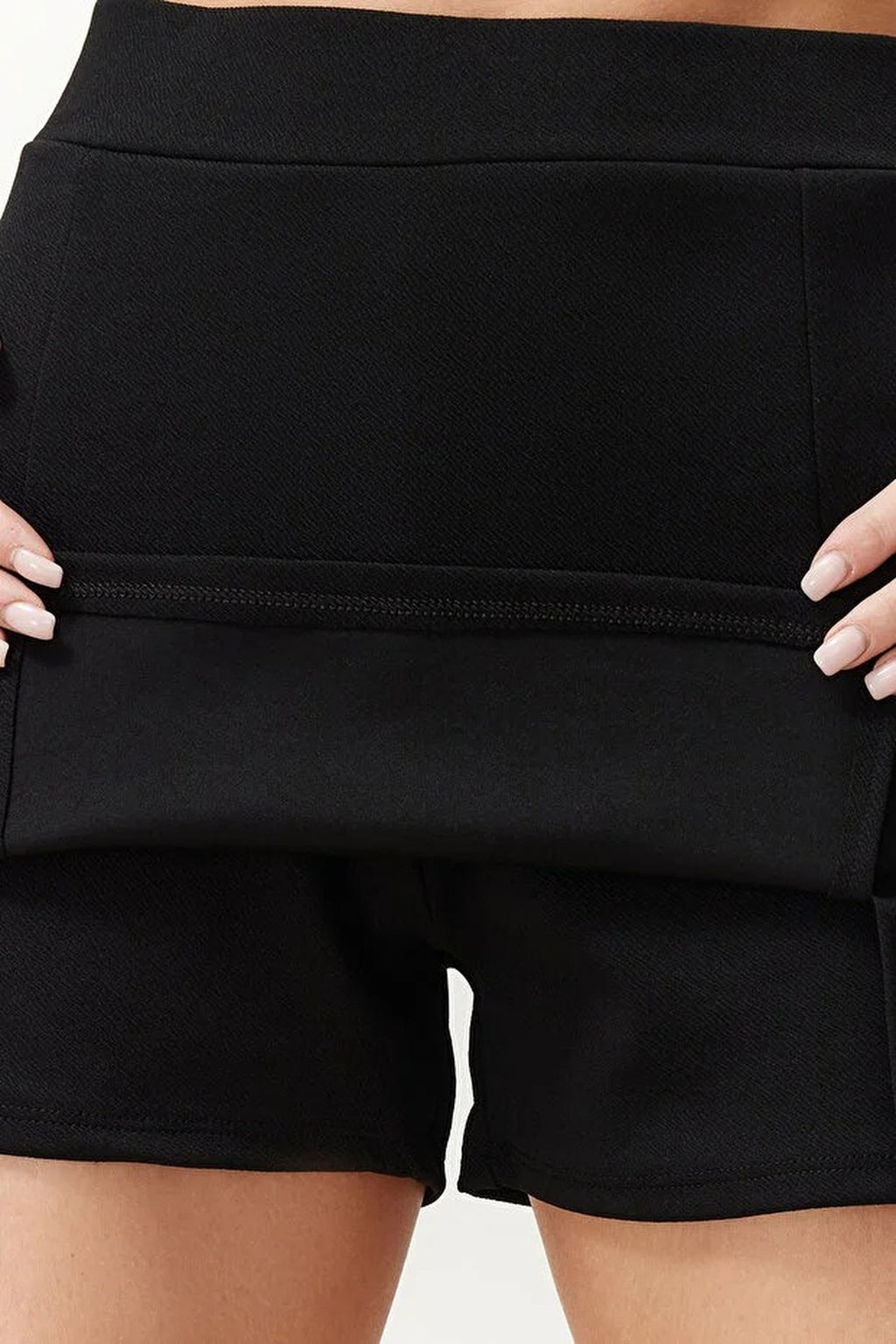 A-line Flexible Knit Mini Short Skirt with Slit